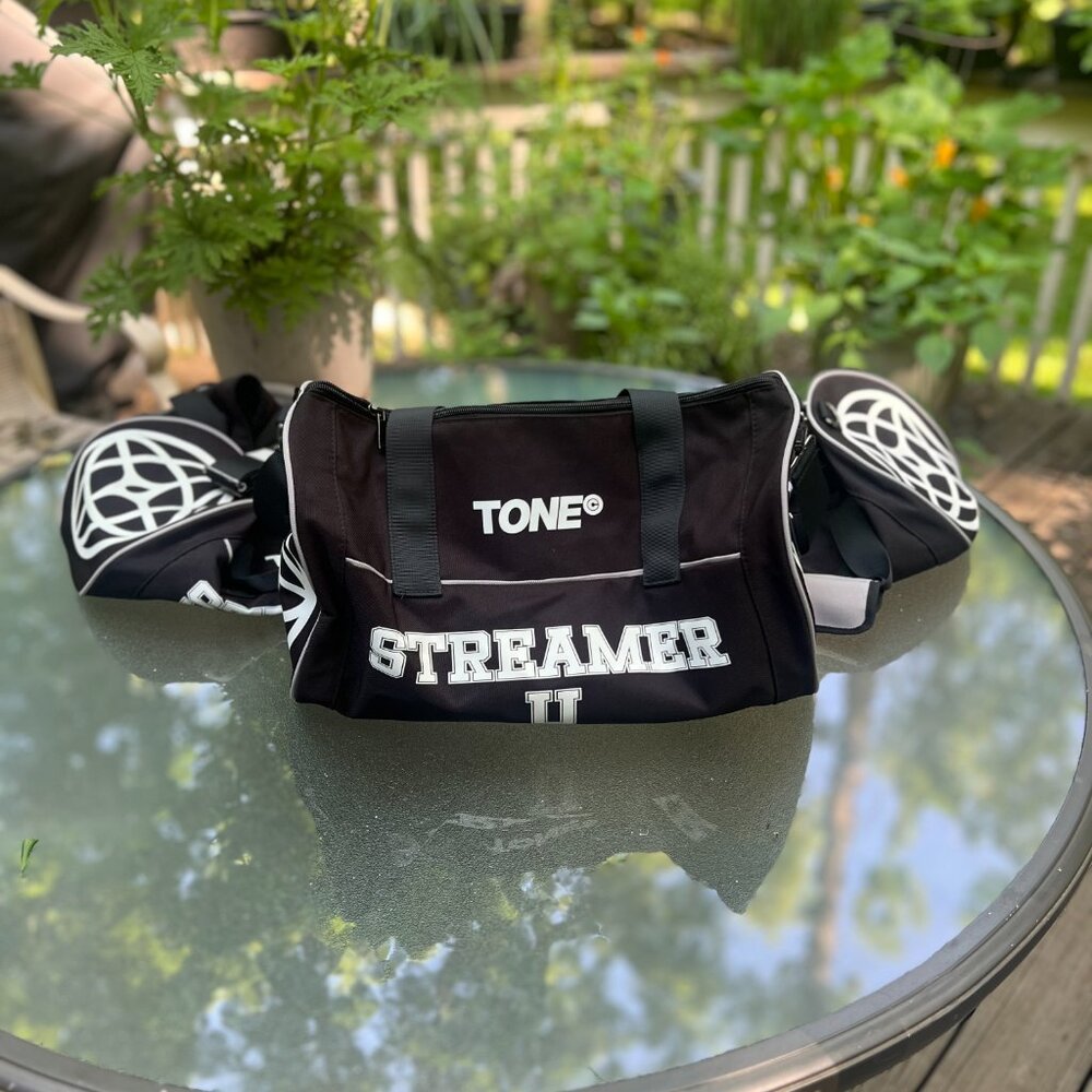 TONE© Streamer University Duffle Bag | Black Gym Travel Bag | NWT Exclusive Drop - Picture 4 of 8